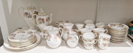 Wedgwood bone china Lichfield pattern part tea and coffee service, 20th century, printed black and