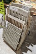 Pair of weathered teak slatted folding garden chairs and a picnic table (3)