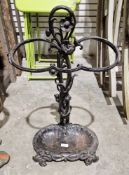 Black metal stick or umbrella stand in the Victorian manner, 62cm high