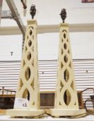 Pair of wooden trellis-style table lamps (2)