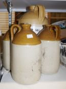 Large demijohn and three smaller, a J W Piper mineral water bottle, a blue glass fluted poison