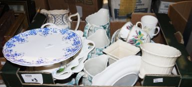 Royal Albert blue footed cake stand, a Furnivals Ltd Old Chelsea part dinner service, a Spode
