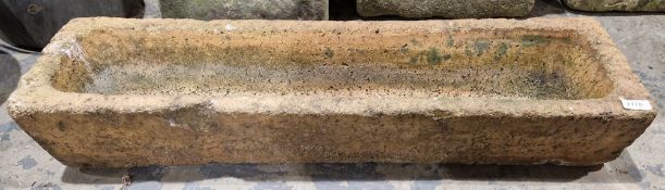 Terracotta stone long rectangular garden planter, 14cm high x 87cm long