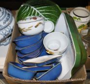 Selection of Denby dishes to include twin-handled serving dishes, butter dishes, etc, a Royal