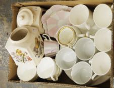 Two Coalport lidded boxes with floral decoration, a Tuscan china floral decorated part tea service