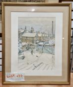 Group of watercolours including a portrait of lady after Tamara de Lempicka, dressed in blue,