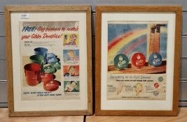 Five vintage framed vintage toothpaste and related dentistry adverts, all for Gibbs, all framed,