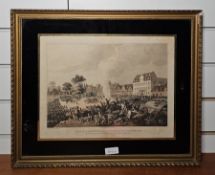 After Robert Bowyer (1758-1834) Three aquatints on paper Waterloo, Pursuit of the French Through