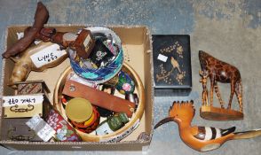 African Carvers painted and carved Hoopoe Special Edition 50/500, a Smiths mahogany cased wall-