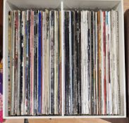 Box containing a mix of 1960's/70's vinyl LPs (some later re-issues) including five by Bob Dylan, Ry