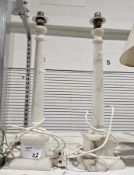 Pair of alabaster column table lamps on square form bases (2)  Condition Report  Height 52cm approx.