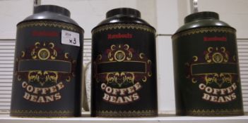 Three Rombouts reproduction coffee bean lidded tins (3)