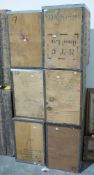 Six vintage wooden tea chests