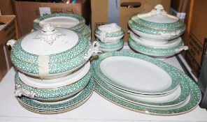 Reliable England Pebbles dinner service to include tureens, dinner plates, serving plates, etc, a