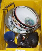 Group of silver plate including a boxed set of early 20th century knives and forks, six settings (