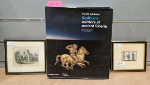 Three 19th century coloured engravings comprising two topographical of Donnington Castle and Lundy