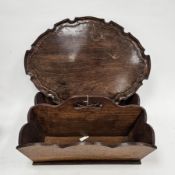 Late 19th/early 20th century large housekeeper's trug/cutlery tray with shaped rim and pierced