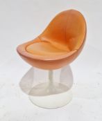 In the manner of Borje Johanson (Swedish) orange leather-effect tulip/venus chair on a white plastic