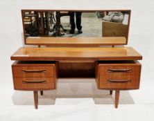 Mid-century G-Plan Fresco Range teak dressing table having a large rectangular mirror, the