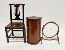Three items of furniture including an 18th century oak chair with pierced shaped splat and solid