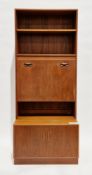 Mid-century G-Plan Fresco Range wall unit comprising two shelves over a bureau section with drop