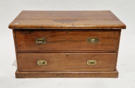 19th century mahogany low chest, the two drawers with brass recessed handles, on a plinth base, 52cm