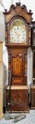 19th century oak eight-day longcase clock by Beavington of Stourbridge, the painted dial with