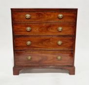 George III mahogany and crossbanded chest of narrow depth, having four long cockbeaded graduated
