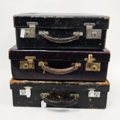 Early to mid 20th century leather case by Vann Bros Ltd of London, opening to an interior fitted
