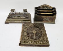 Asprey & Co, 19th century tortoiseshell brass boulle work and rosewood desk set, comprising an