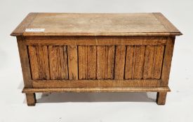 20th century oak small coffer in the 17th century manner, the hinged lid opening to an empty