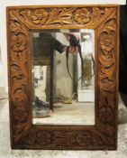AJ Rowley wall mirror with wooden inlaid design, titled 'Moonrise', label to verso, 62cm x 32cm, a