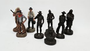 Seven Michael Garman sculptures of American cowboys, soldiers and native Americans, three being