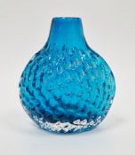 Whitefriars kingfisher blue onion vase by Geoffrey Baxter, in textured finish, 14.7cm high