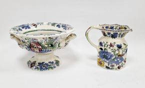 Masons ironstone Regency pattern water jug and a two-handled footed comport, 16.5cm high, each