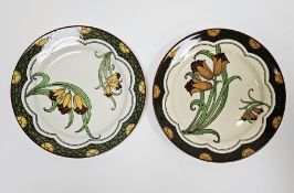 Pair of Royal Doulton Art Nouveau Lilly pattern plates, printed black factory marks, pattern no.