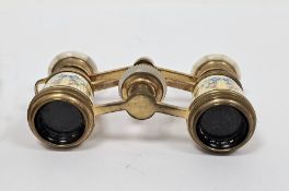 Pair of late 19th/early 20th century French guilloche enamel and gilt brass mounted opera glasses by