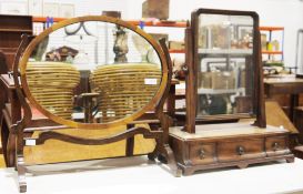 George II mahogany dressing table mirror, the plate of rectangular form, the platform base with