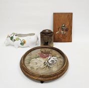 Casa Pupo white glazed ceramic planter in the form of a hippo, a vintage advertising tin, an Asian