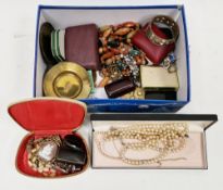 Collection of jewellery and other items including two yellow metal fobs, a silver and enamel St