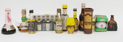 Box assorted alcohol miniatures, including Glenmorangie 10 year old pure highland malt Scotch