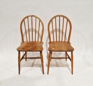 Pair of Ercol beech and elm hoop and spindle back dining chairs, model 400, 88cm high x 40cm wide