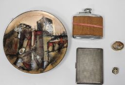 Mid-century Har-Bro EPNS engine-turned cigarette case, initialled EPH, the interior engraved with an