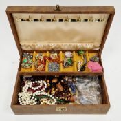 Mixed lot of costume jewellery including a silver and butterfly wing inset brooch and various
