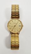 Vintage gents 9ct gold cased Certina quartz wristwatch, the gilt dial with raised baton hour