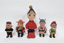 Vintage Cullingford of Chelsea celluloid Noddy bubble bath container, 17cm high and four vintage