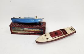 Boxed Hornby racing boat, no.2 'Racer II', clockwork mechanism with key, finished in blue and