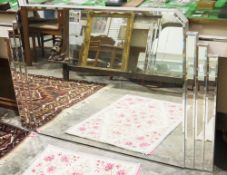 Large Art Deco-style bevel edged overmantel mirror of stepped form, 86cm high x 131cm wide and an