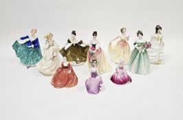 Ten assorted Coalport and Royal Doulton figures of ladies, including 'Summer Breeze' circa 1995