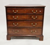 George III mahogany and crossbanded chest of drawers, the rectangular top with thumb-mould edge over